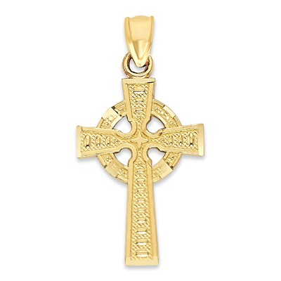Solid Gold Celtic Cross Pendant in 10 or 14k, Crucifix Pendant Religious Jewelry