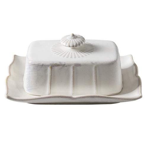 1 Set of Ceramic Butter Plate Dessert Storage Tray with Lid Kitchen