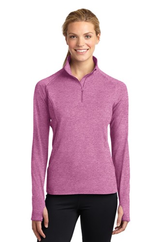 Sport-Tek Ladies Long Sleeve Sport Wick Stretch Half Zip Pullover - LST850 - Picture 4 of 18