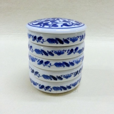 Chinese Ceramic Palette Five-layer Watercolor Chinese Painting Palette Inkstone