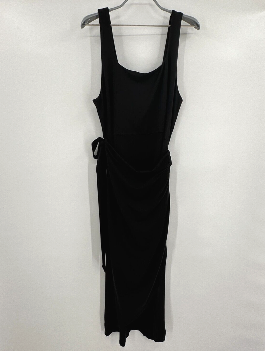 Quince Black Tencel Jersey Side Tie Dress Sleeveless Midi Wrap sz XS Women's  NWT | eBay