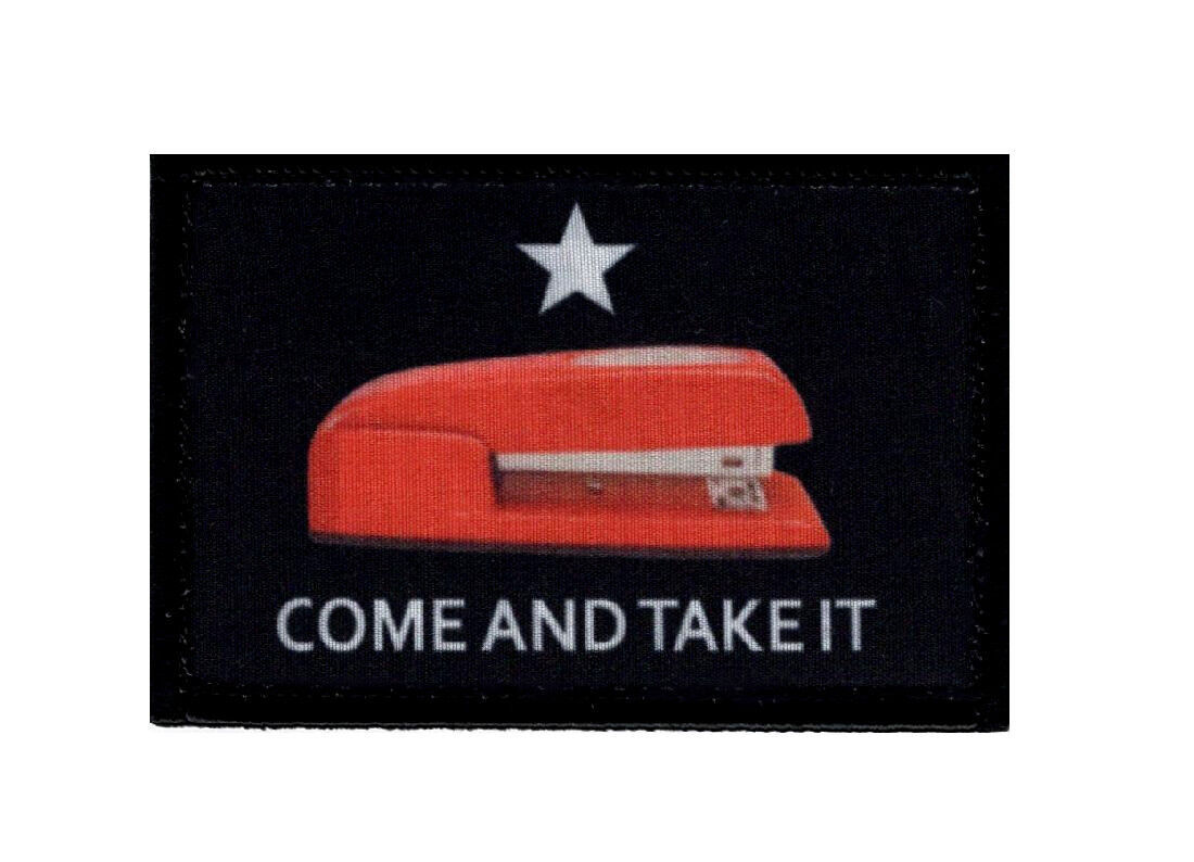 Red Stapler Come and Take It Morale Hook Patch (3.0 X 2.0)-image