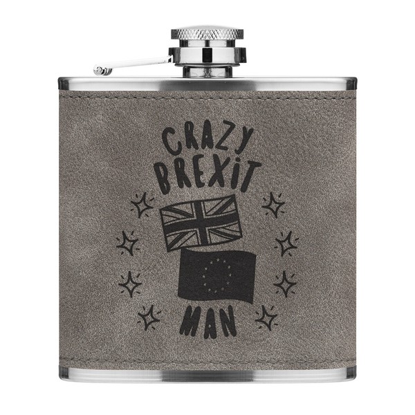 Crazy Brexit Mann 170Ml Pu-Leder Flachmann Grau Lustig Politische Britain Europa-image