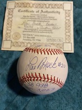 Lou Brock Auto Baseball w/Cube Nameplate COA HOF 1985 WS Champ Cubs Cardinals