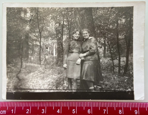 WWII Couple Military Women in Uniform Soldiers Red Army Girls USSR Vintage Photo