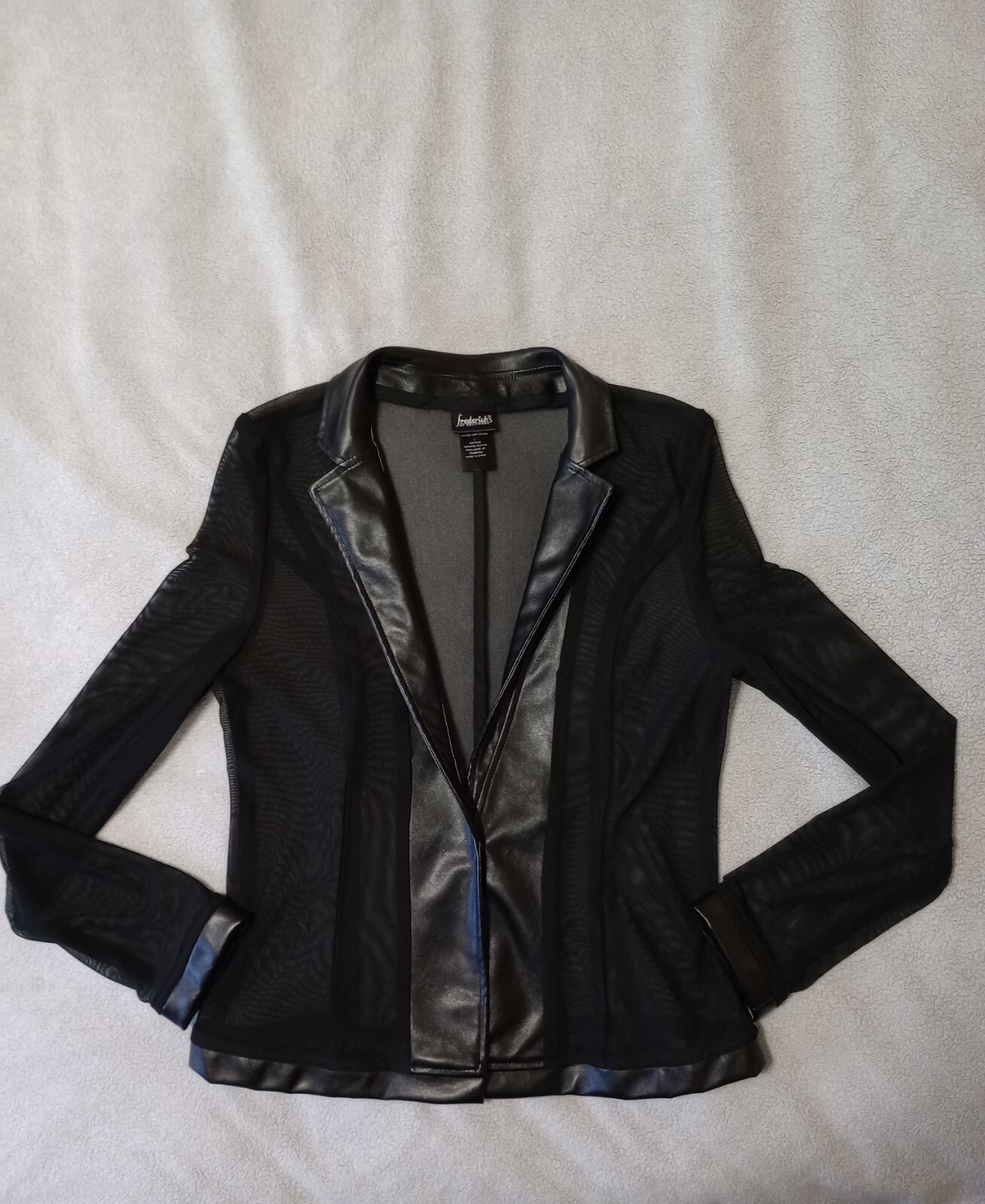 Frederick's Of Hollywood Black Sheer Blazer Jacket Wo… Gem