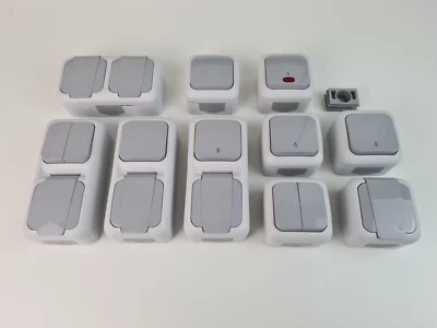 VIKO EGB Grau AP Feuchtraum Steckdosen Schalter Programm EGB Palmiye Viko IP54