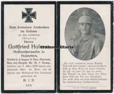 Orig. Sterbebild Soldat m. Pickelhaube Mine Breitenbach Vogesen Frankreich 1916