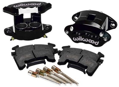 WILWOOD D154 BRAKE CALIPER & PAD SET W/PINS,FRONT,2 PISTON,1.04'',BLACK,GM METRIC