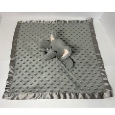 Soft Grey Elephant Security Blanket Minky Plush Baby Lovey