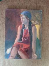 CONNIE MCCOY PAINTING CALIFORNIA IMPRESSIONIST PORTRAIT FEMALE LISTED ARTIST 