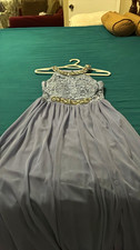 BCX Dress Girls Size 1 Blue Gold Lace Sequin Beaded Prom Dress