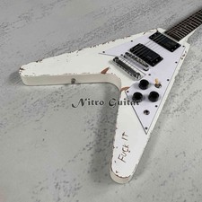 James White Retro Kill'em ALL Fuk V Electric Guitar EMG Pickups Middle Finger