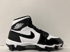 Jordan 1 Mid Youth Cleat White Black Black HF6883-101 Size 5y