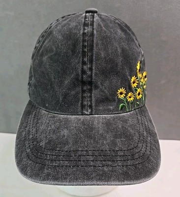 Women s Sunflower hat embroidered patch bunch of flowers strapback NEW cap
