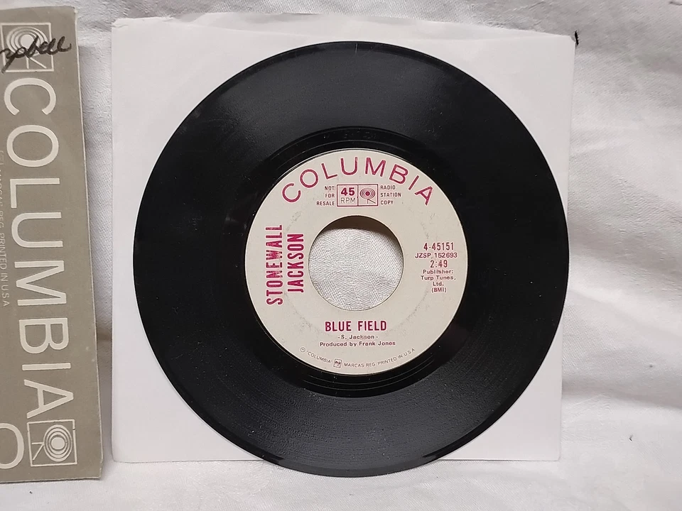 Stonewall Jackson Born That Way / Blue Field 45 RPM Columbia 4-45151 1970 PROMO Foto 3 de 3