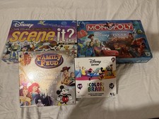 Disney Board Games Scene It?, Monopoly, Color Brain, Family Feud. Lot Of 4.
