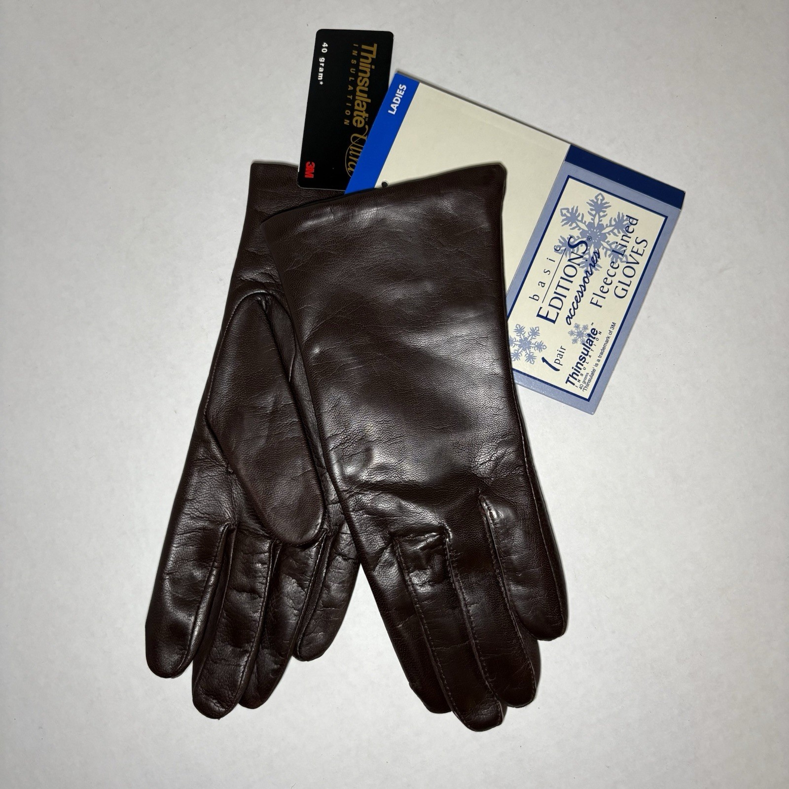 Vintage NOS Basic Editions Thinsulate Brown Glove… - image 1