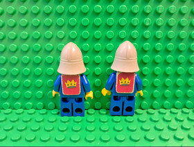 (2) Lego Classic Yellow Castle Knight Minifigure Lot Crown Sticker Vest 375 6075