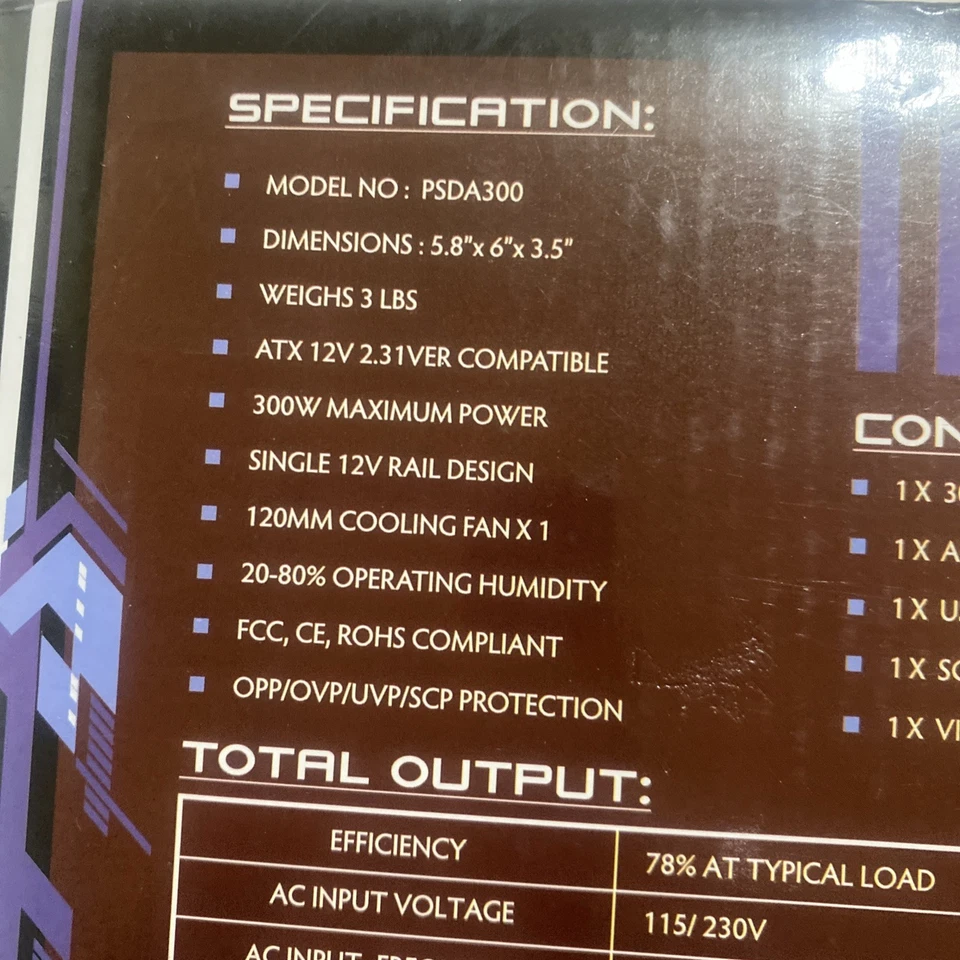 Diablotek DA Series 300 Watt ATX Power Supply PSDA 300 - Open Box - Image 3 of 4