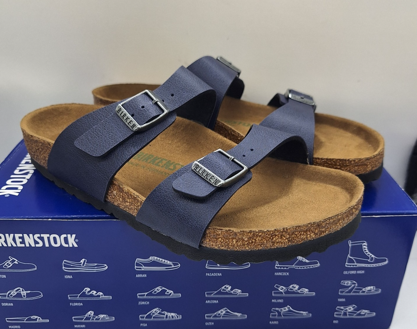 Birkenstock Womens Sydney Vegan Birko-Flor Sandals Navy EU 38 UK 5 US L 7 M 5