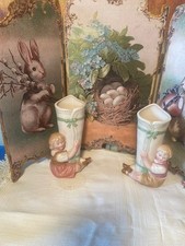 Antique Bisque Porcelain Children Marked Vase Heubach 4476 - Boy + Girl