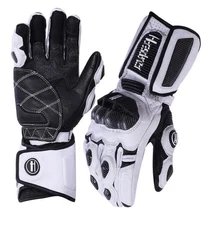 Harssidanzar Leather XL Motorcycle Gloves for Men-Women,Powersports Carbon Fiber