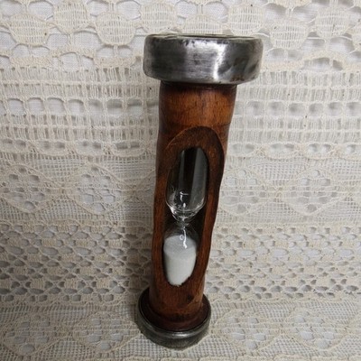 Vintage Holz Klöppel Eieruhr Sand Sanduhr gestempelt ''MAKE'' Mühle Bergung 4''