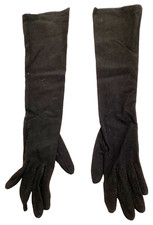 Vintage Superb Women's Black Long Gloves Formal Eveningwear Ladies Dress Nylon