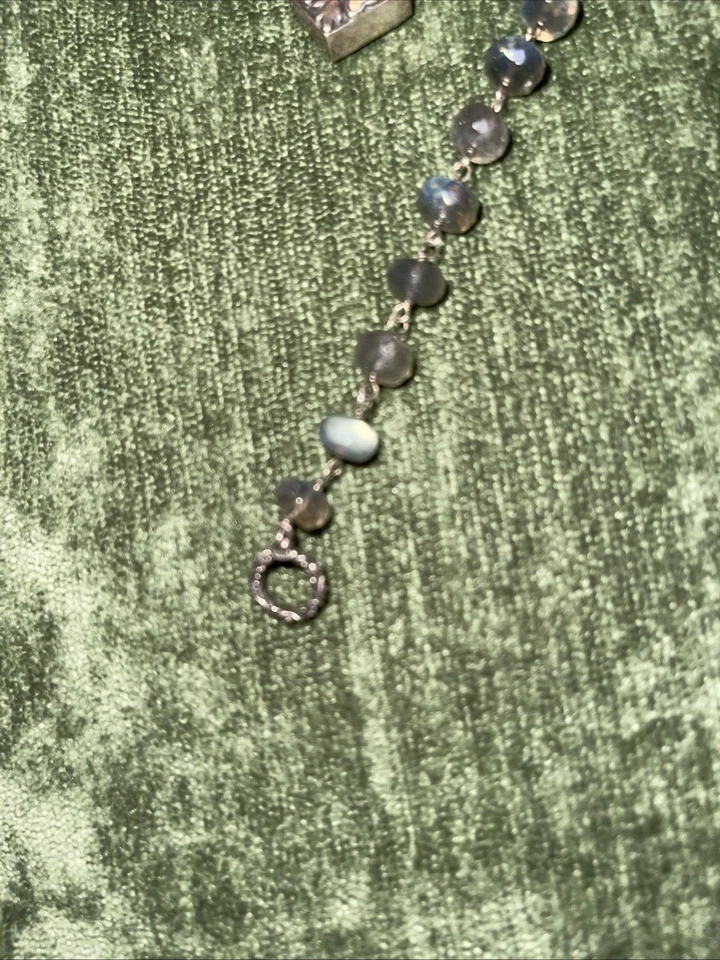 Handmade Wire Wrapped Silver Labradorite Faceted Bracelet With Lock Silver Clasp - Image 2 of 4