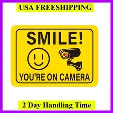 Smile You're On Camera Sign, Self Adhesive  Durable Video Surveillance Sign S...