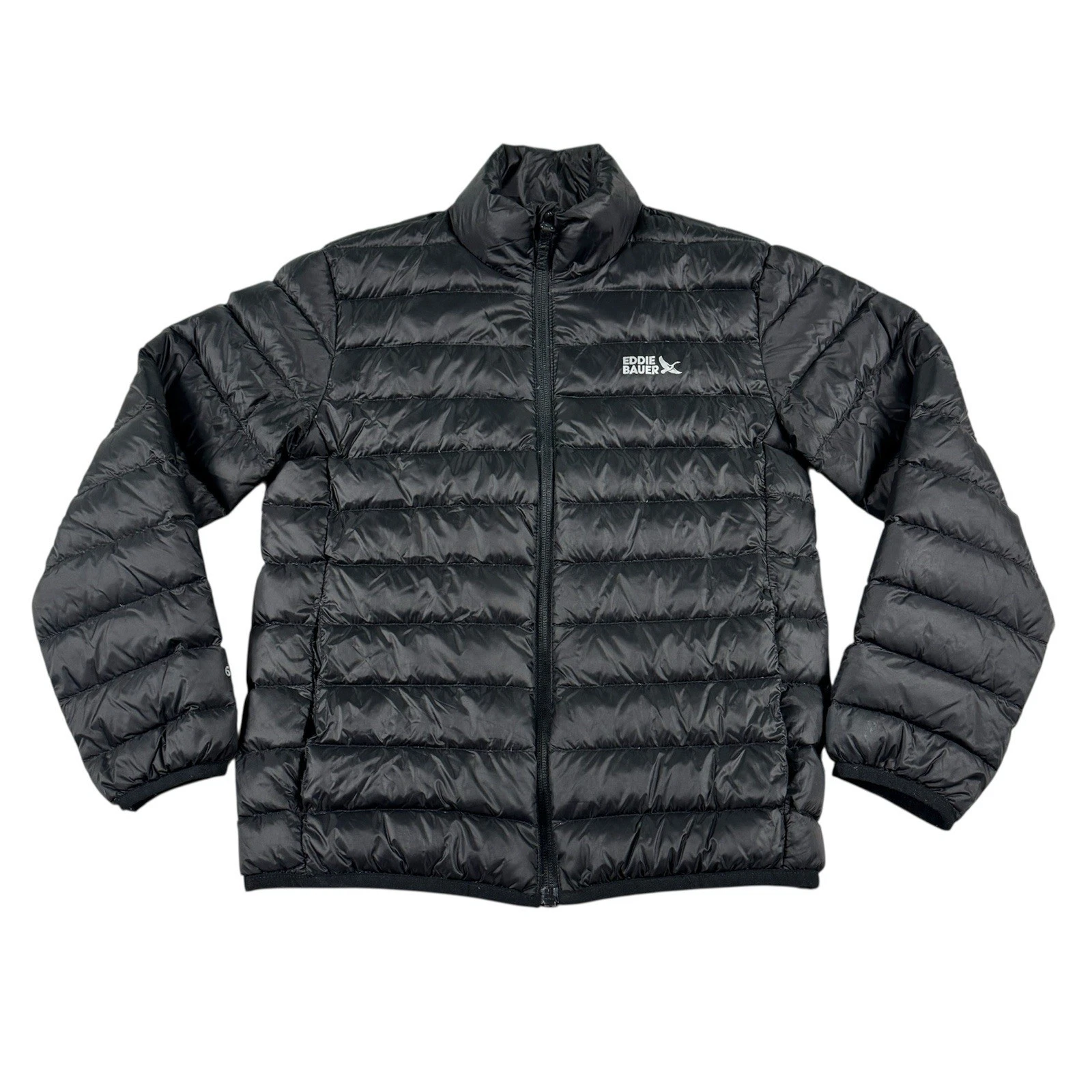 Eddie Bauer Puffer Jacket Youth Medium (7/8) Black Eb650 Down Fill Lightweight