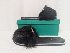 Lauren Lorraine - Fluffy Black Sandals / Slippers - Size L