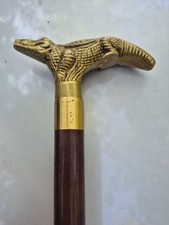 Vintage Walking Stick Cane w/ Brass Alligator...