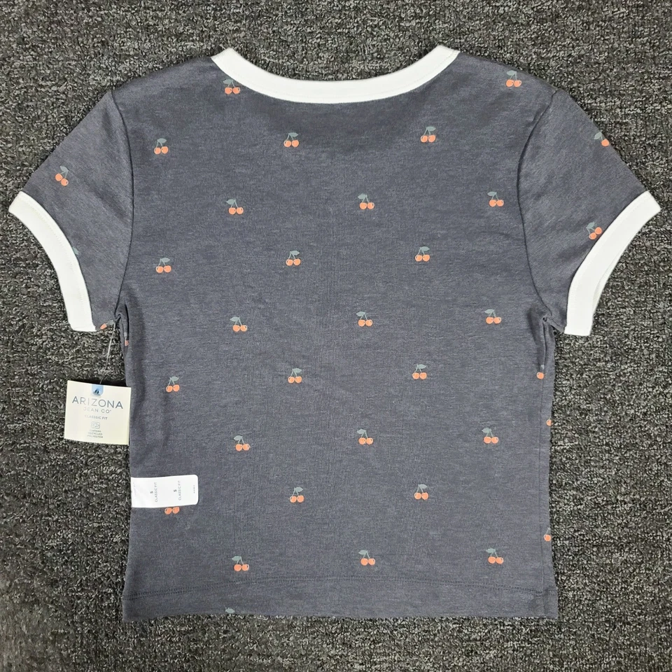 Camiseta para mujer junior pequeña gris cerezas gráfico geométrico Arizona calce clásico Foto 3 de 4