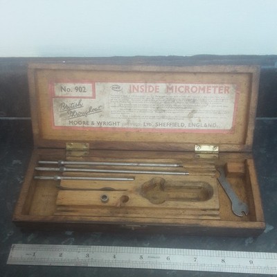VINTAGE MOORE & WRIGHT INNENMIKROMETER NUMMER 902 2-8 ZOLL ERSATZTEILE ODER REPARATUR 