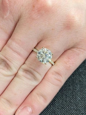 Rundschliff Diamant Ring 14k Gelbgold 2,90 Ct IGI Lab Grown Hochzeit E F VVS2