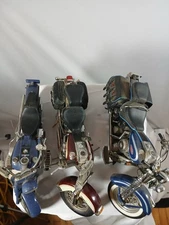 (3)-Harley Davidson 1:10 Scale Diecast Motorcycles from the Franklin Mint