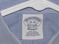 BROOKS BROTHERS Men's 15-32 Classic Dress Shirt Non Iron Blue White Check