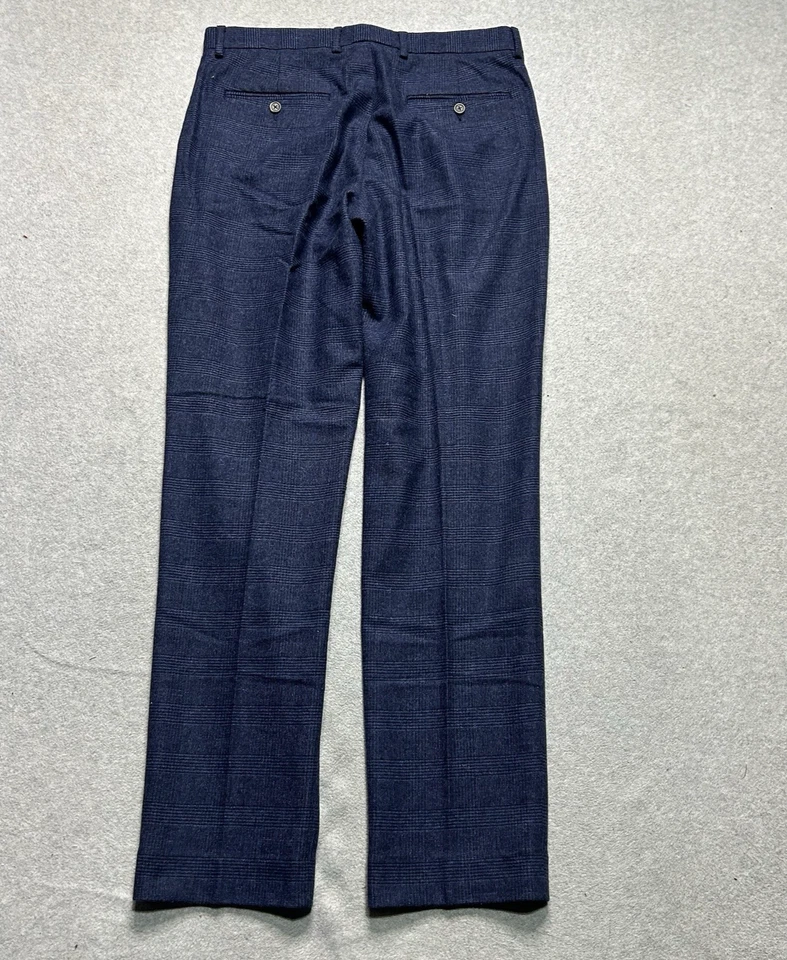 J. Crew Ludlow Dress Pants Mens 32 X 32 Navy Blue Plaid Wool Blend Classic Fit - Image 2 of 4