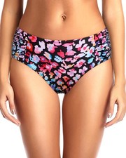Colorful Leopard Bikini Bottoms Mid Waist Ruched Bathing Suit Swimsuit Full C...