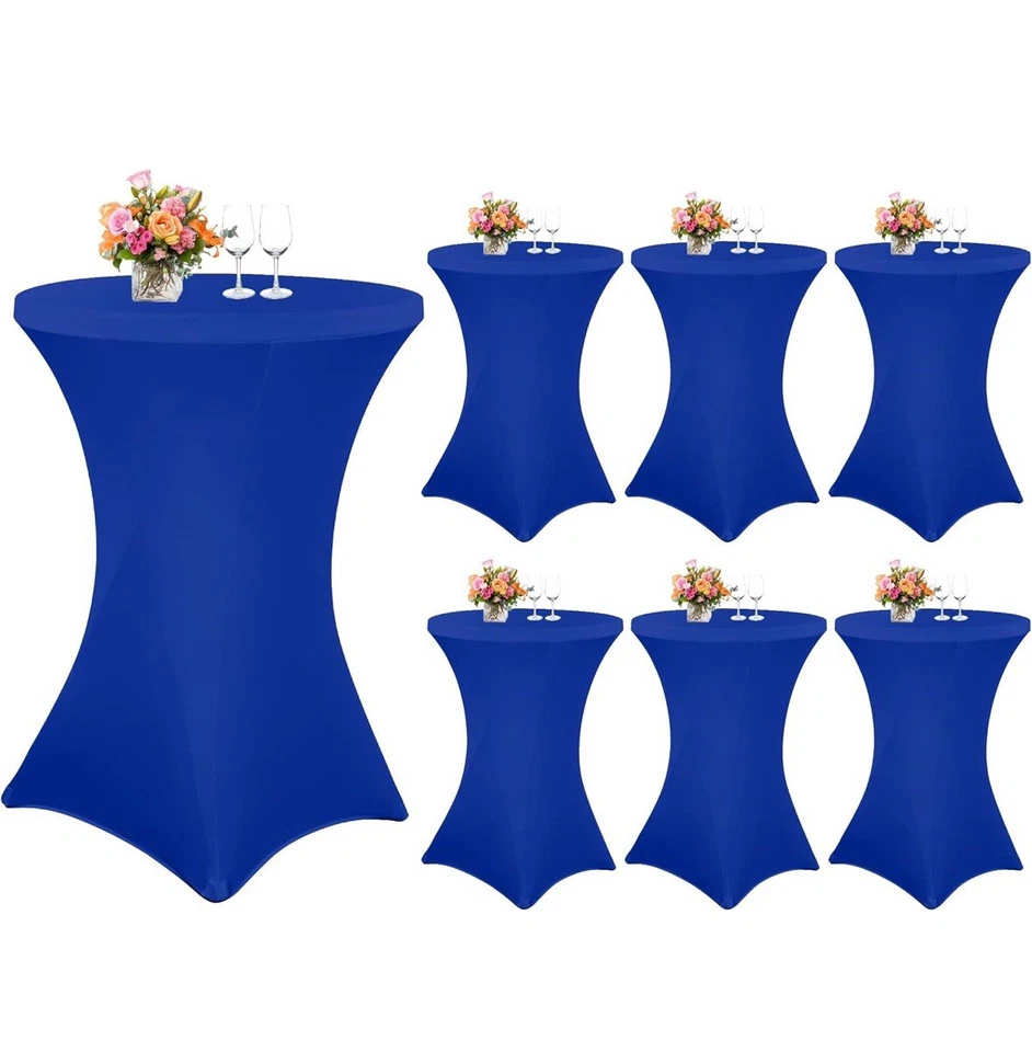 6 Stück Runde Cocktail-Tischdecke 81,3 x 109,2 cm Spandex, Abdeckung(Blau)