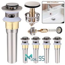 1/2/4/5 PCS 1-1/2" Bathroom Sink Pop Up Drain Basin Stopper with Overflow Tray