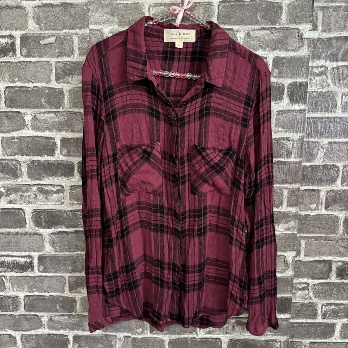 Haut Femme Cloth & Stone Vert à Carreaux - Taille S - Occasion Très Bon état