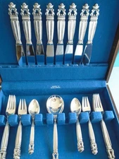 GEORG JENSEN 'ACORN' STERLING SILVER ~ FLATWARE SET FOR 8 ~ 33 PCS ~ SUPERB!!