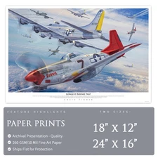 P-51 Mustang- Tuskegee Airmen Red Tails Longest Round Trip -Paper Print by Craig