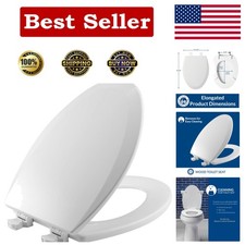 1500EC Durable Wood Toilet Seat with Easy Clean Hinges, , Elongated, White