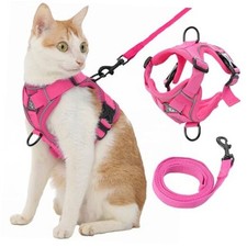 Cat Harness and Leash, Reflective Cat Harness Escape Proof for Medium Hot Pink