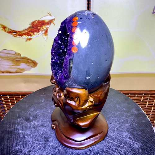 7.25LB High quality Natural Amethyst geode quartz crystal Dinosaur egg healing - Picture 4 of 12