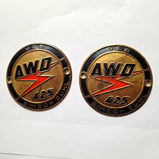 Simson Suhl AWO 425 2x Emblem/Plakette/Abzeichen rund Motorrad Motiv